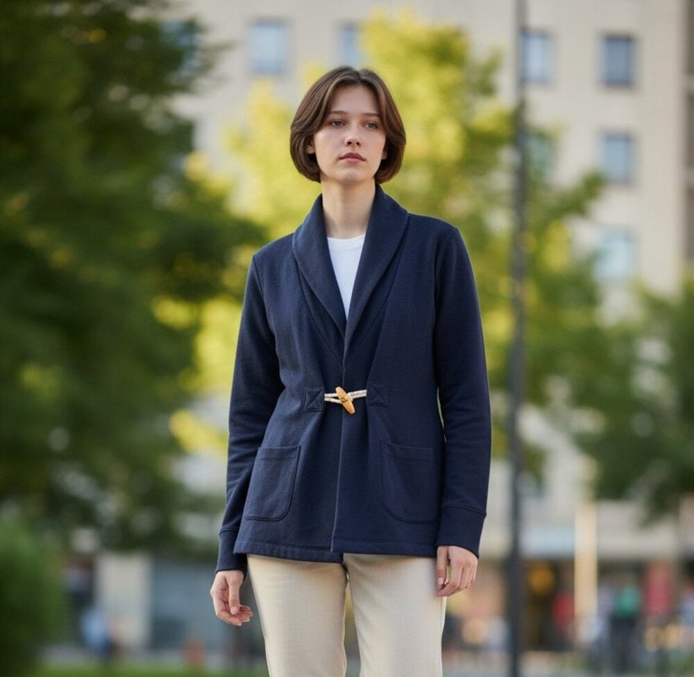 Ralph Lauren Cardigan Sweater Women's M Navy Shawl Collar Toggle Front Pocket